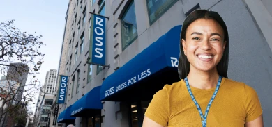 Smiling Associate in front of a Ross store