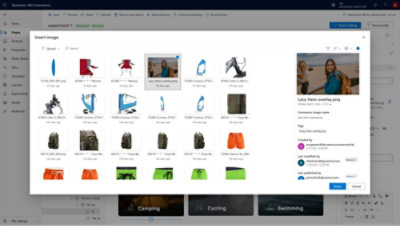 Περιβάλλον εργασίας το οποίο εμφανίζει διάφορες επιλογές και ρυθμίσεις για το Dynamics 365 Commerce.