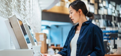  One woman looking to mobile screen