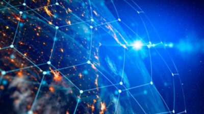 Ein Netzwerk von Lichtern und Punkten