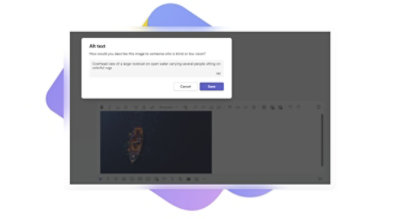 Alternativtext, der einem Bild eines großen Ruderboots im Teams-Chat hinzugefügt wird