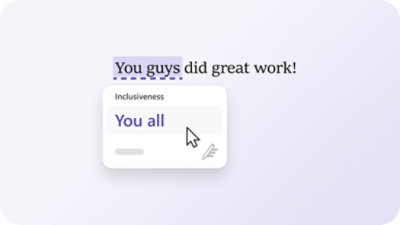 Preporuka za uključivost koju daje Microsoft Editor.