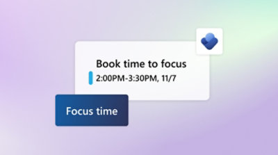 A reminder to book time to focus with Viva Insights.