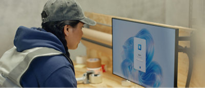 Ένας άντρας που χρησιμοποιεί υπολογιστή.