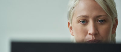 A close-up of a woman's face.