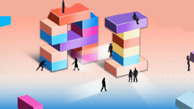 Eine Gruppe von Personen, die auf Blocks stehen