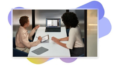 Mobile and desktop displays of a video call with multiple participants in Teams.