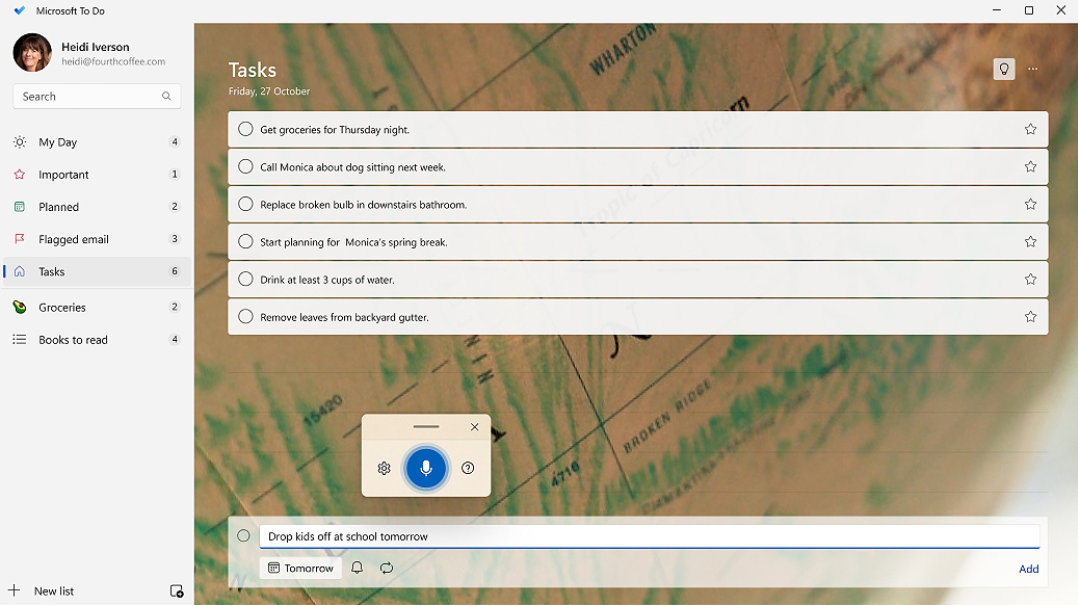 Microsoft To Do lista sa navedenim zadacima