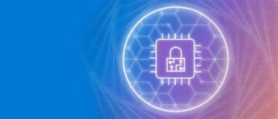 Ein Computerchip mit einem Schloss in der Mitte.