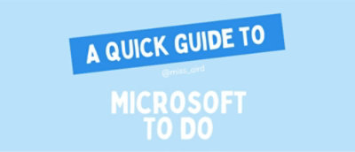 علامة باللونين الأزرق والأبيض مع نص أبيض، دليل سريع لـ Emils.ord MICROSOFT TO DO.